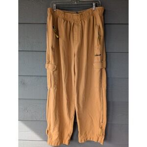 Vintage FUBU Circa Pants Mens Large Orange Cargo Zip Pocket Sweatpants 32x30 90s